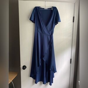 Satin Wrap-Around Midi Dress